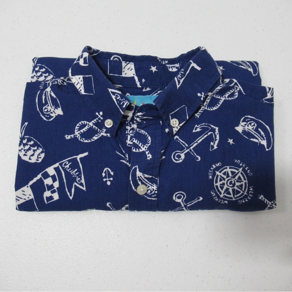 Chubbies Blue Nautical Printed Men's Popover Shirt Size Small 
Pineapple Anchor - Picture 13 of 13